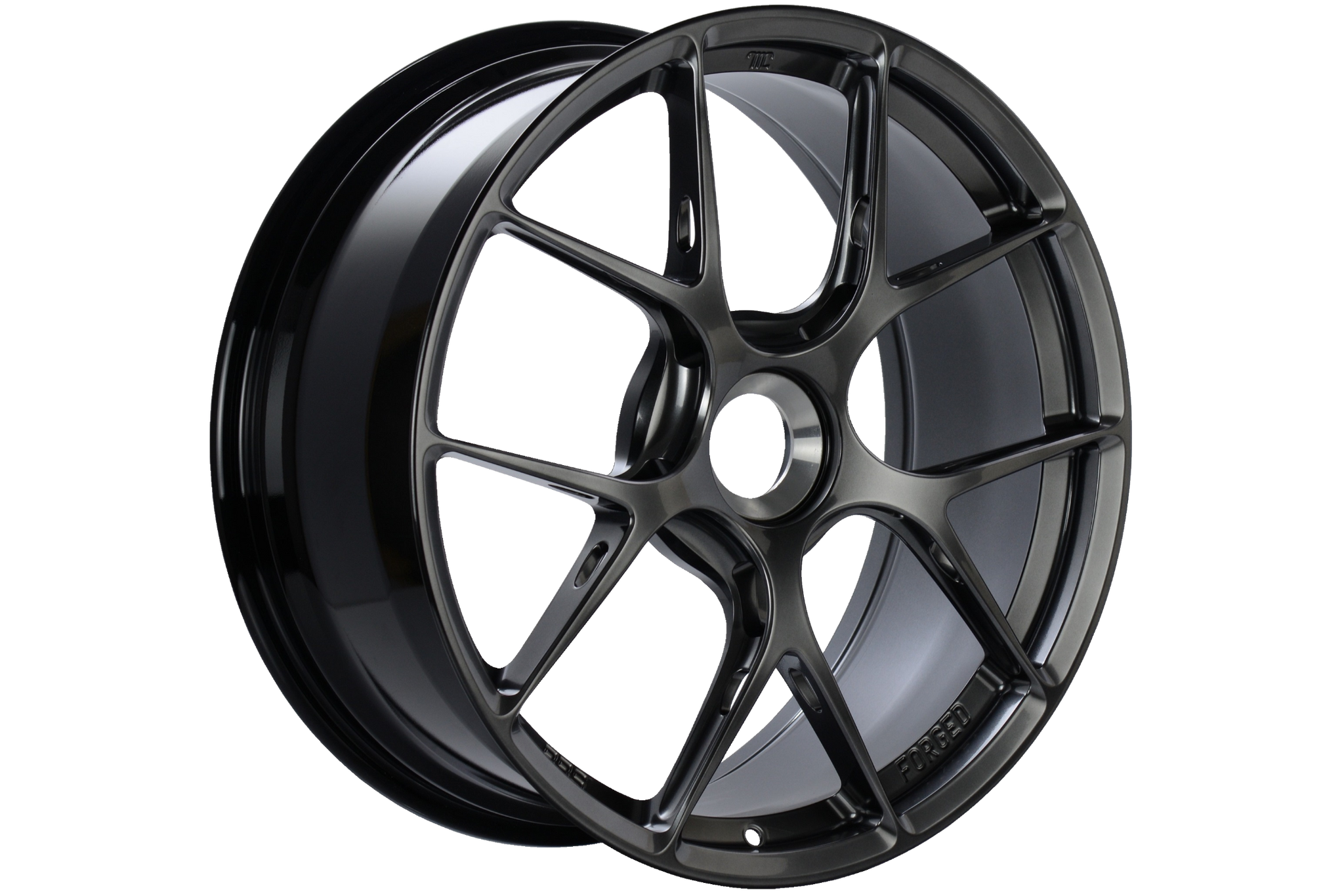 Black satin BBS 991 911 GT3 FI-R 20-inch wheel set with multi-spoke design for high-performance sports cars.