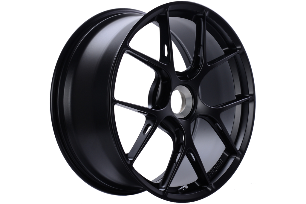 BBS 991.2 Turbo S FI-R 20-inch matte black centerlock wheel set for Porsche 911 Turbo and Turbo S models.