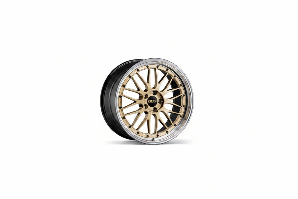BBS 991 Carrera LM 20-inch diamond gold wheel set for C2, C2S, C4, and C4S Porsche models, featuring diamond cut finish