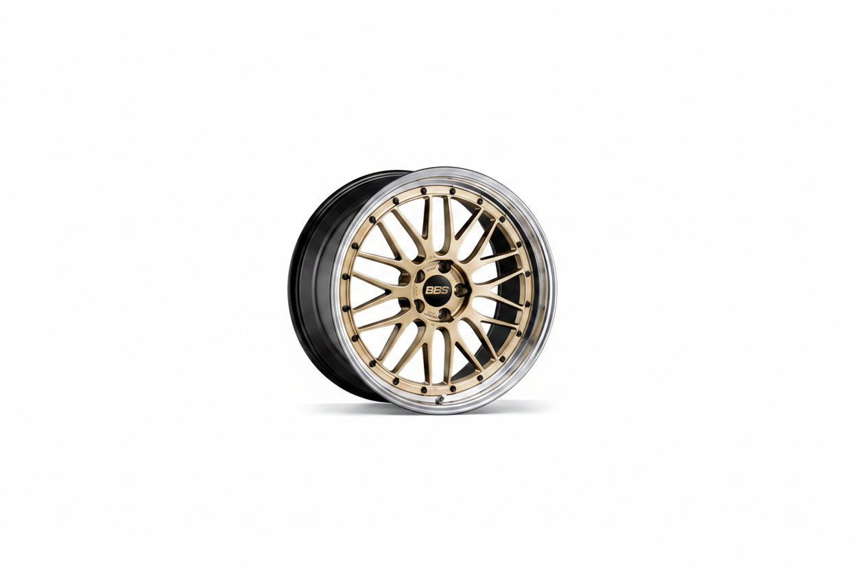 BBS 991 Carrera LM 20-inch diamond gold wheel set for C2, C2S, C4, and C4S Porsche models, featuring diamond cut finish