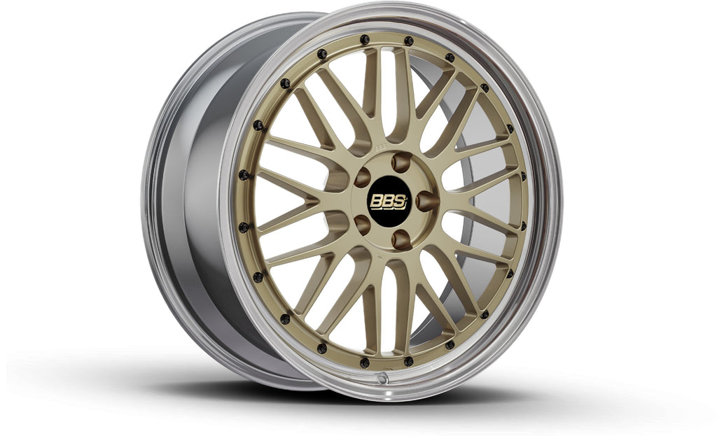 BBS 991 Turbo LM 20-inch wheel set with diamond gold finish, featuring multi-spoke alloy wheels for sporty vehicle styling.