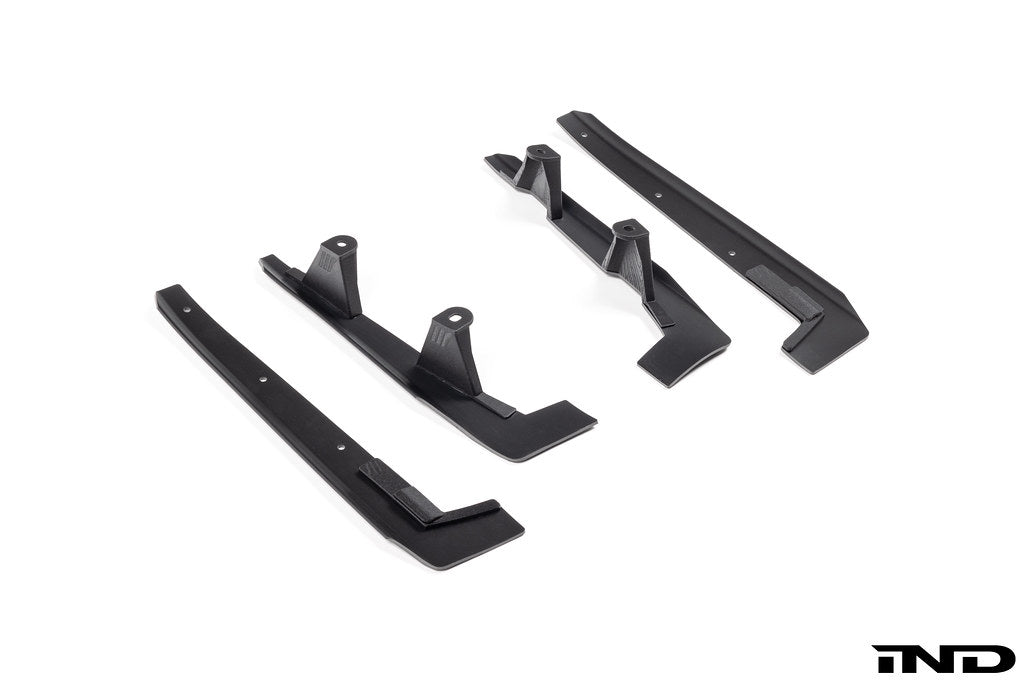 BMW F90 M5 Megachip Splash Guard Set, OEM-fit white exterior protectors with durable splash guards for vehicle exterior.