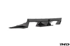 BMW G87 M2 CS exterior carbon rear diffuser, showcasing aerodynamic design and sleek black carbon fiber finish.