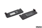 BMW G90 G99 M5 Alcantara European sun visor set shown on a white background
