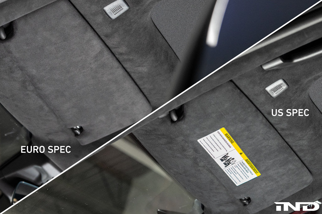 Comparison of Euro Spec and US Spec labels installed.