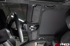 Installed BMW G90 G99 M5 Alcantara European sun visor set in vehicle interior
