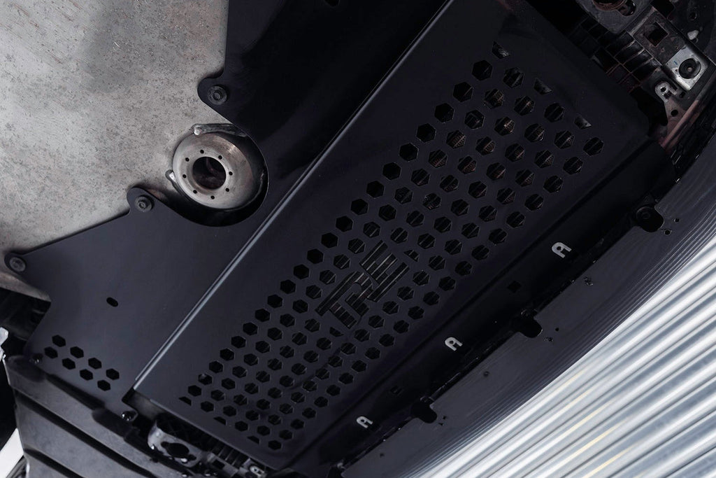TREVORA G8X M2 M3 M4 metal skid plate under tray with oil cooler guard for BMW G87 G80 G82 models, exterior view