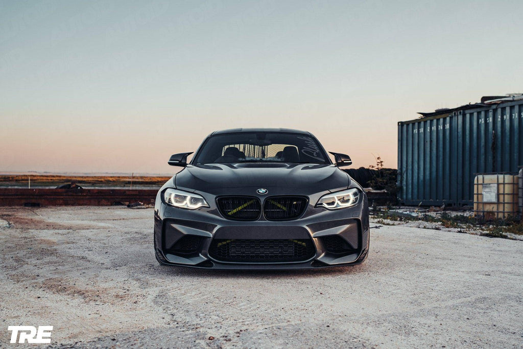 TREVORA BMW M2 F87 OG pre-preg carbon fiber front splitter, exterior car accessory for BMW M2 (2015-2018).