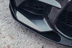 BMW M2 F87 TREVORA OG Pre-Preg Carbon Front Splitter, exterior automotive part with carbon fiber finish for enhanced aerodynamics.