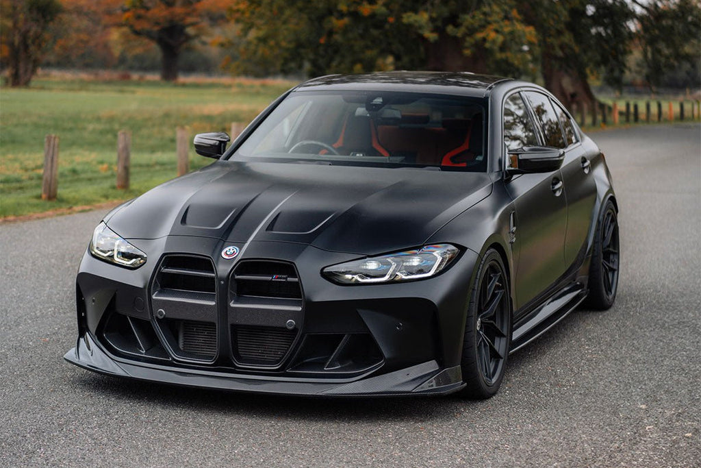 TREVORA G80 M3 carbon fiber side skirts, exterior upgrade for BMW G80 G81 M3 and M4 models, lightweight pre-preg design