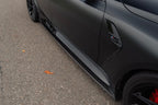 BMW M3 G80 side skirts made of TREVORA G80 M3 Pre-Preg Carbon Fiber PR-1 exterior upgrade, showcasing sleek carbon fiber finish.