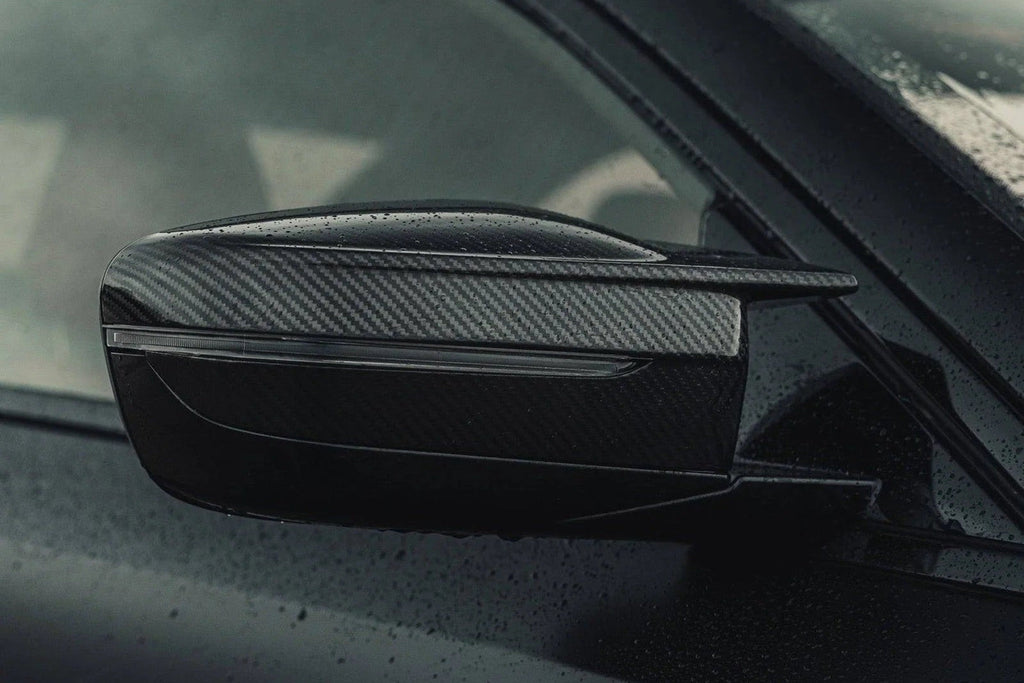 TREVORA G8X G42 G2X M-Sport carbon fiber wing mirror covers for BMW G80 M3, G82 M4, G42 M2, and G87 M240i exterior upgrade