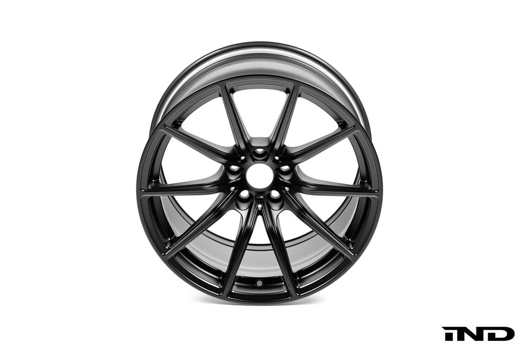 BMW Motorsport G87 M2 racing wheels, 18x10 inch black alloy set on a white background.