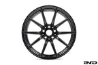 BMW Motorsport G87 M2 racing black 18x10 wheels set displayed on a white background, showcasing the sporty wheel design.
