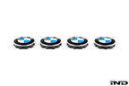 BMW wheel center cap set featuring four 68mm white caps for wheels, with the BMW logo in the center.