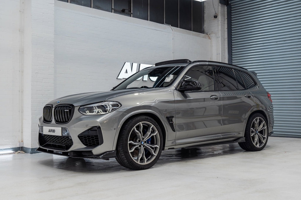 TREVORA BMW X3M F97 F98 X4M Pre-LCI carbon fiber front splitter exterior accessory for sporty look.
