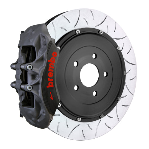 Brembo F8X M2/M3/M4 Pista big brake kit front 380x35mm 2-piece brake rotors with black zinc caliper for high-performance braking.