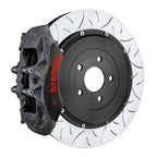 Brembo F8X M2/M3/M4 Pista big brake kit front 380x35mm 2-piece brake rotors with black zinc caliper for high-performance braking.