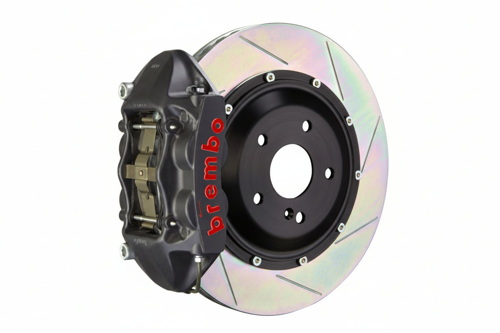 Brembo GT-S rear big brake kit for BMW F85 X5M and F86 X6M, 380mm Type 1 slotted rotors with performance calipers on a white background