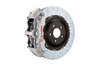 Brembo F85 X5M / F86 X6M GT big brake kit with 405x34mm 2-piece slotted front brakes, silver calipers, 6-piston design.