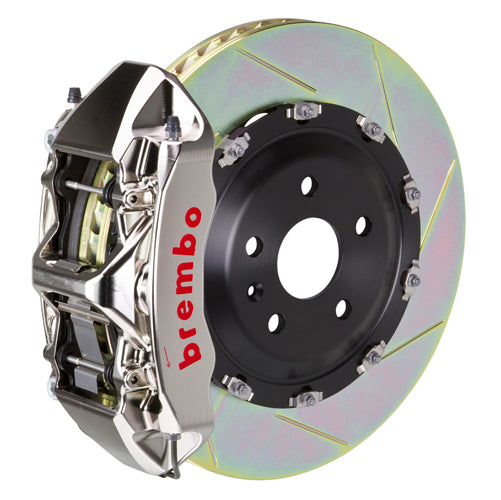 Brembo F8X M2/M3/M4 GT-R big brake kit with 365x34mm 2-piece slotted front brake rotors and 6-piston calipers.