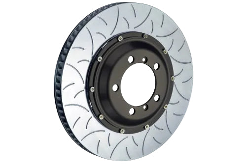 Brembo Porsche 991 GT3 and GT3RS front brake rotor set with 380x30mm slotted white rotors, designed for high-performance braking.
