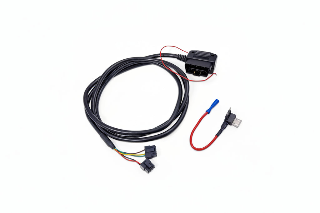 CANchecked connection cable for MFD28/32 Gen2 to OBD2 with K-Line, fuse adapter, and interior wiring for automotive diagnostics.