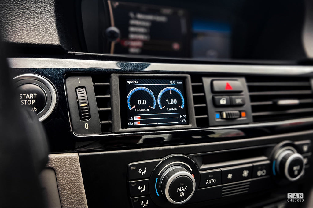 CANchecked E9X M3 interior with 2.8-inch Gen2 multi-function display installed in BMW 3-Series E92 M3 interior
