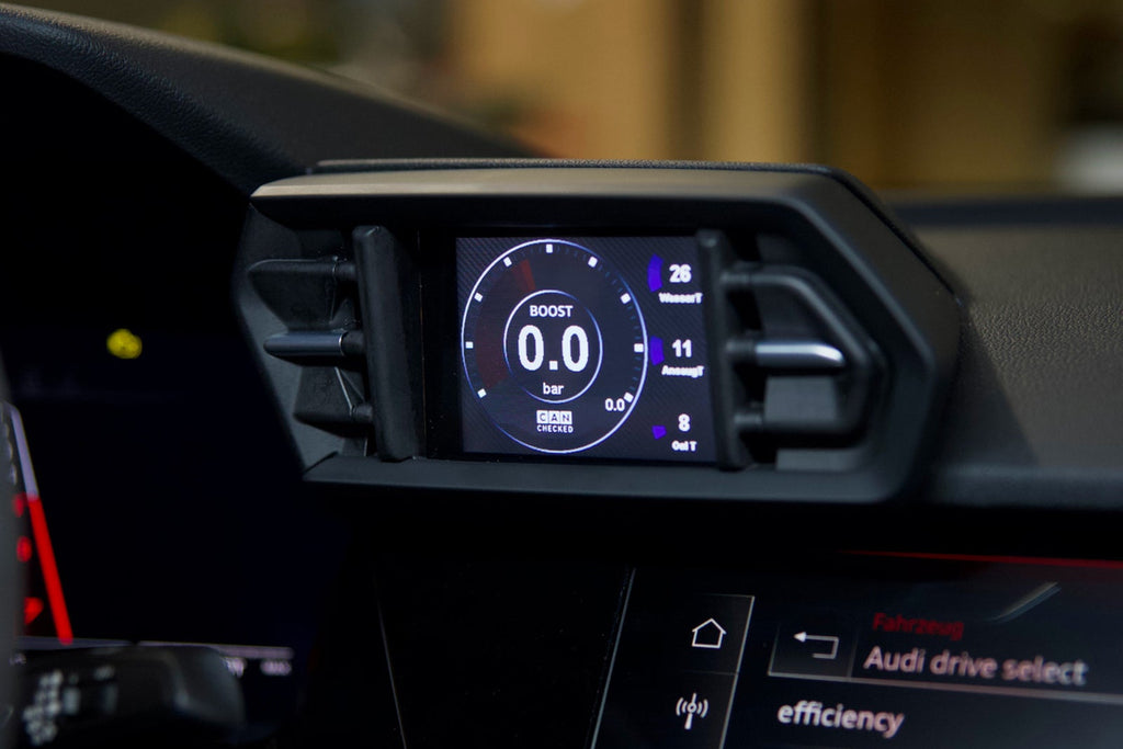 The vehicle-specific CANchecked MFD32 Gen2 for your Audi A3/S3/RS3 8Y product photo installed
