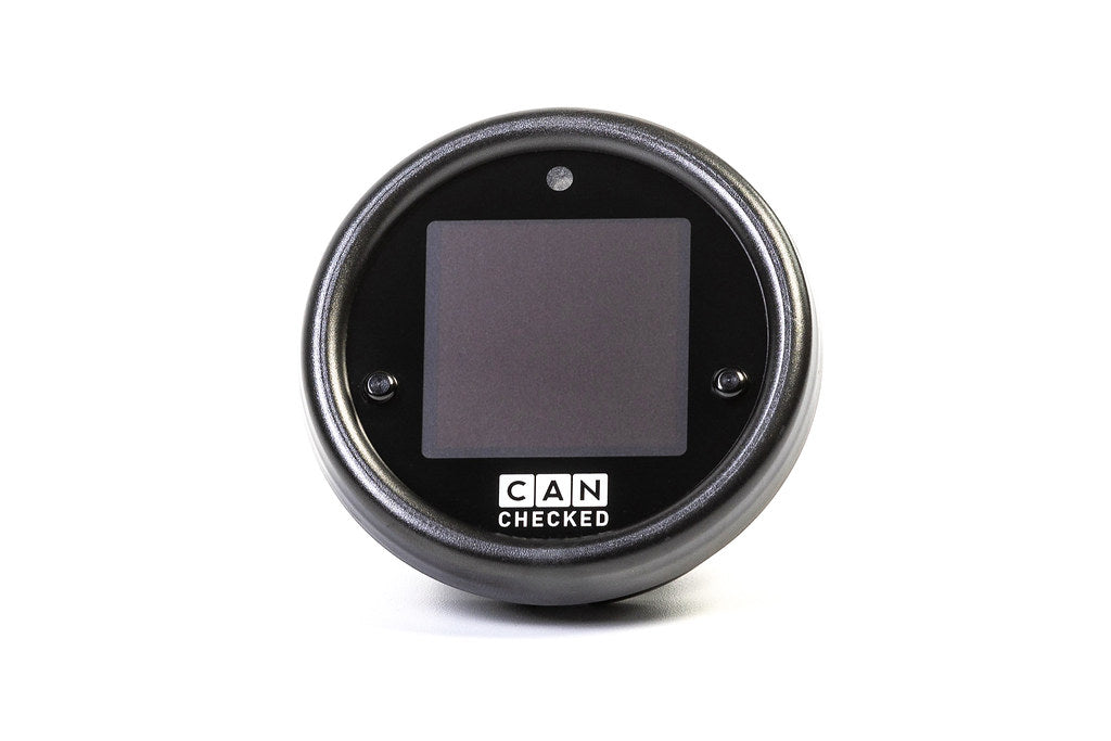 CANchecked MFD15 Multi-Function Universal Display 1.5" Gen2 interior display on white background showing screen details