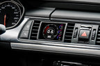 CANchecked 3.2" Gen2 multi-function display installed in Audi C7 S6, S7, A6, and A7 interior with LHD configuration.