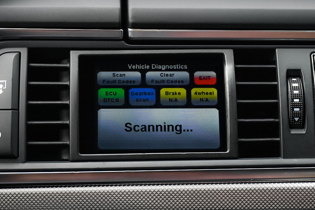 CANchecked 3.2" Gen2 Multi Function Display installed in Audi C7 S6, A6, S7, and A7 interior, showcasing dashboard upgrade.