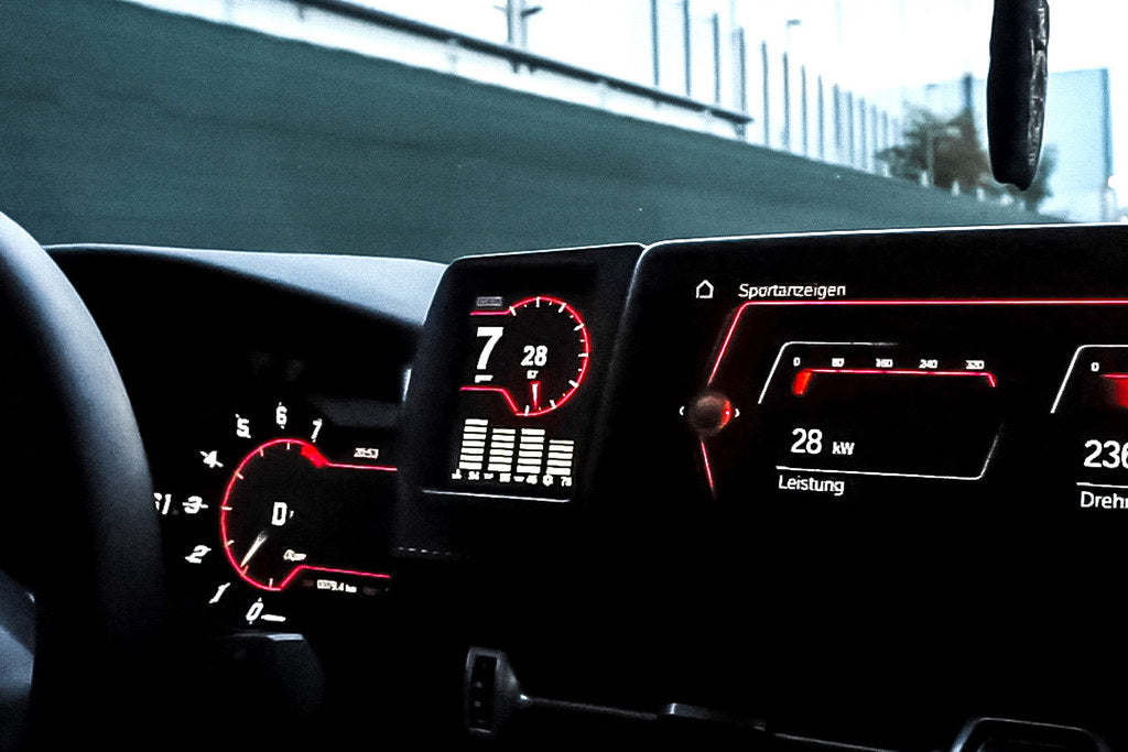 CANchecked A90 MK5 GR Supra 3.2" Gen2 Multi Function Display installed inside the vehicle interior.