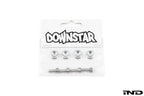 Downstar BMW License Plate Dress Up Hardware package containing stainless steel license plate bolts and billet aluminum beauty washers, displayed on a white background.