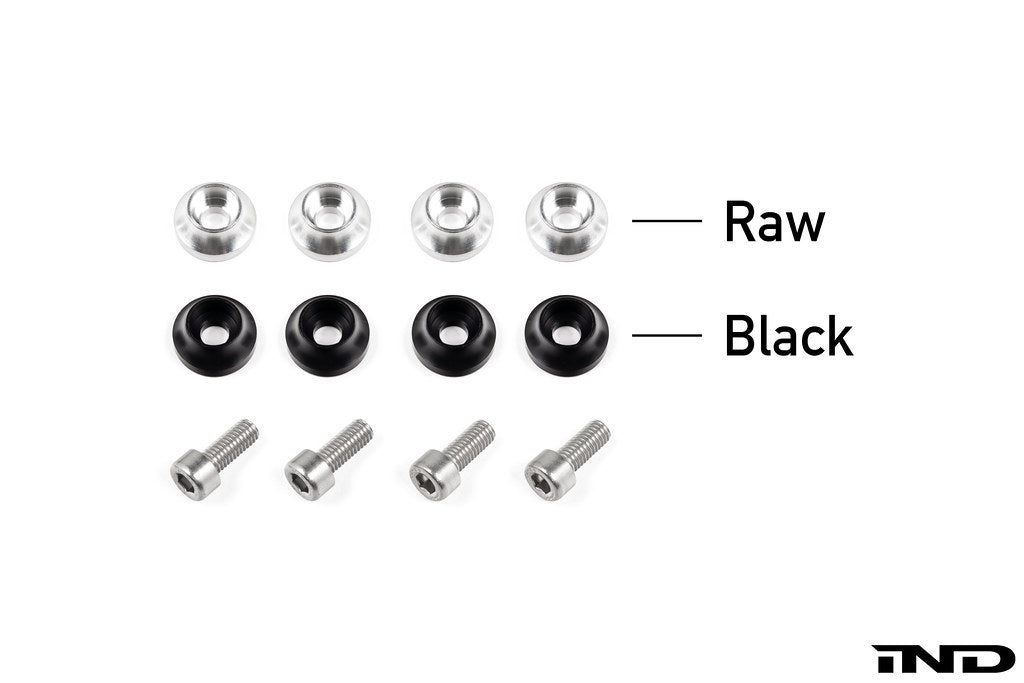 Downstar BMW License Plate Dress Up Hardware kit with decorative fasteners displayed on a white background.