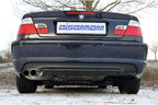 Eisenmann sport exhaust for BMW E46 320, 325, 330 models, showing polished metal exhaust tips and sleek design.