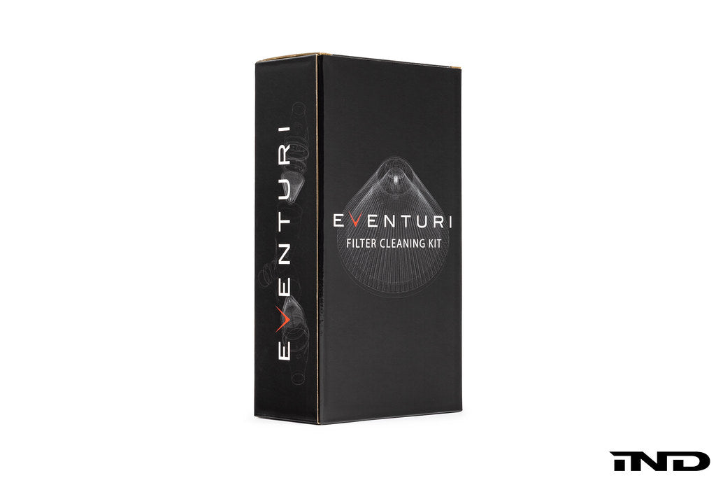 Eventuri Performance air filter cleaning kit with white background, includes cleaning solutions and tools for air filter maintenance.