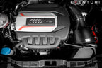 Eventuri Audi S1 8X carbon intake system with air filter installed, showcasing the performance air intake setup.