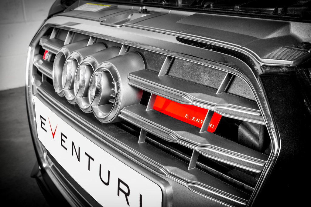 Eventuri Audi 8X S1 carbon intake system with cold air feed scoop, showcasing performance air intake for enhanced engine airflow.