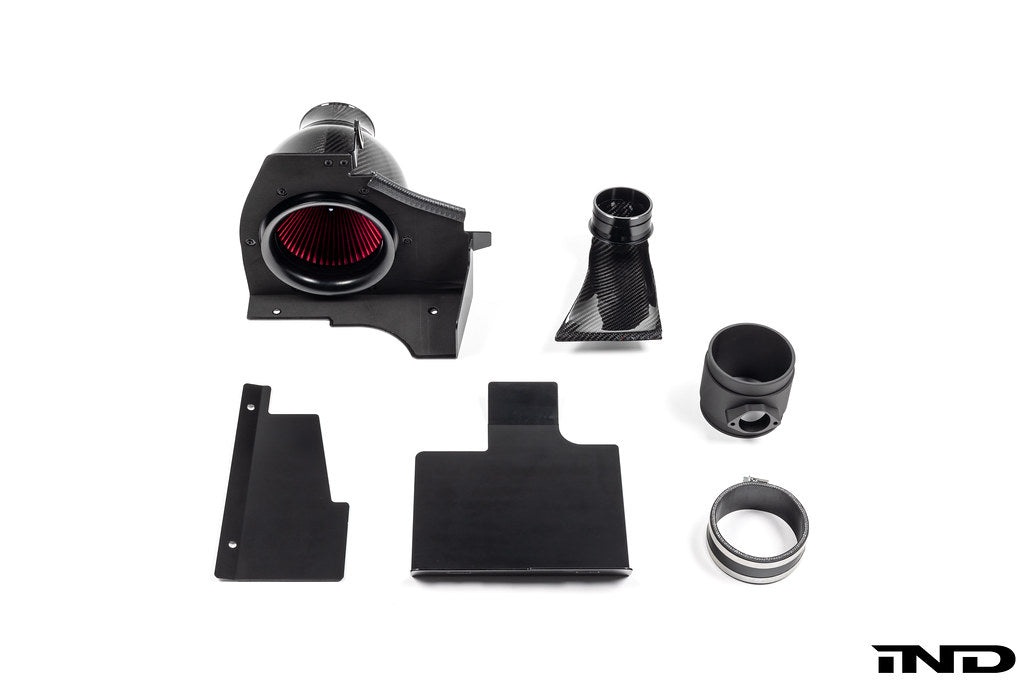 Eventuri carbon fiber intake system for BMW E46 M3 on a white background