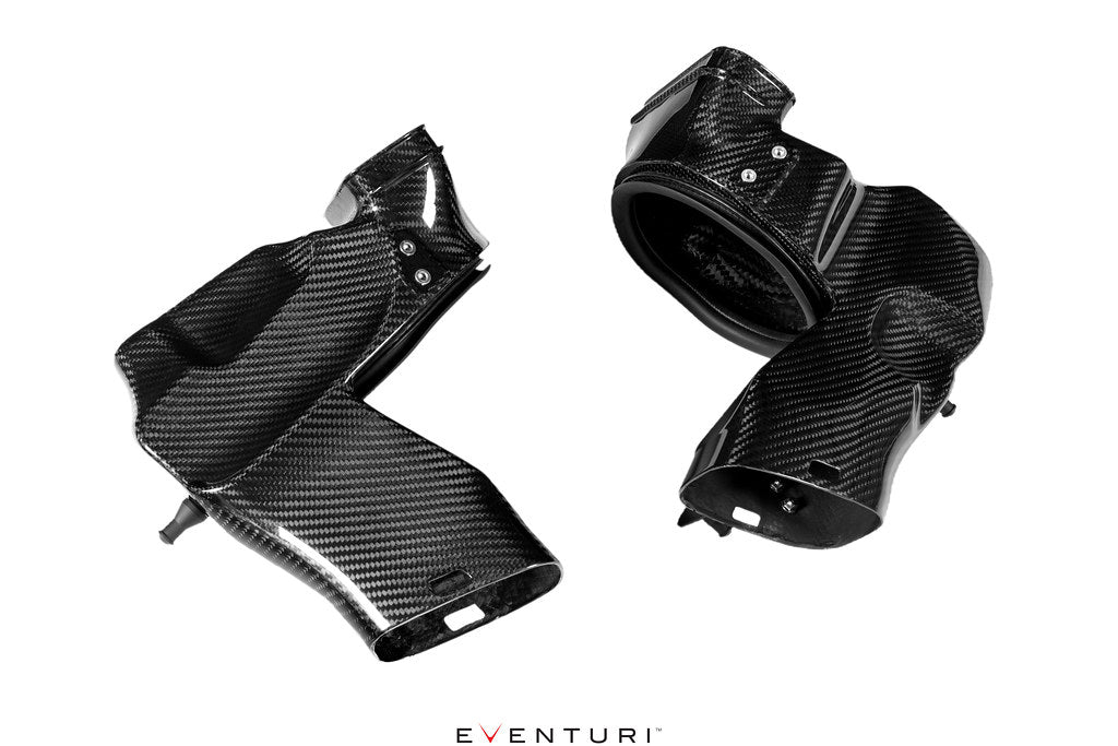 Eventuri BMW F95 X5M G96 X6M G09 XM M60i black carbon performance intake system on white background