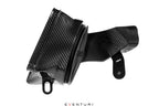 Eventuri black carbon intake system for BMW F95 X5M, F96 X6M, G09 XM, M60i, featuring performance air filters on white background.