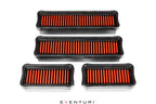 Eventuri BMW F97 X3M and F98 X4M performance replacement panel filter set with white background, showcasing filters' design.