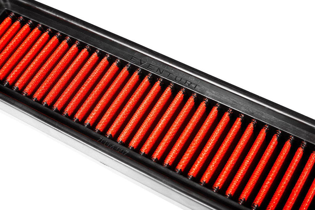 Eventuri BMW F97 X3M and F98 X4M performance replacement panel filter set on white background.