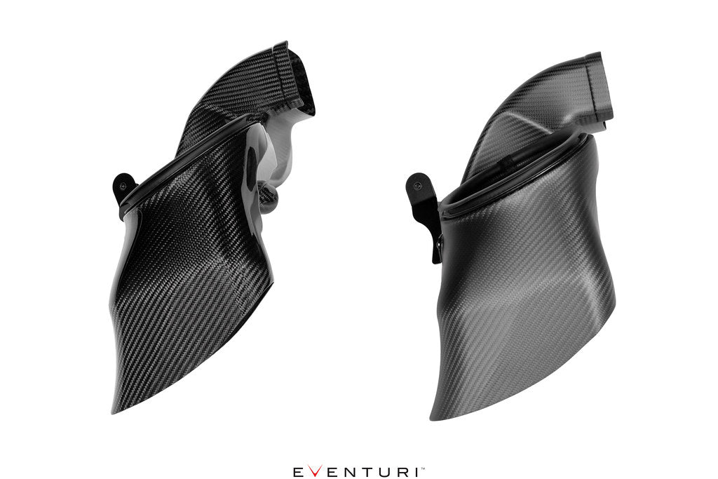 Two carbon fiber components on a white background with 'Eventuri' branding.