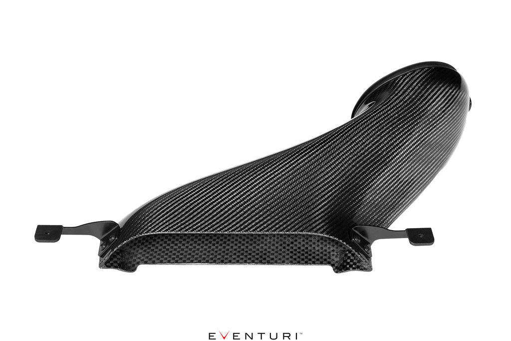Eventuri black carbon intake system for BMW F7X M135 M235 X1 X2 M35i B48 engine, shown on white background.