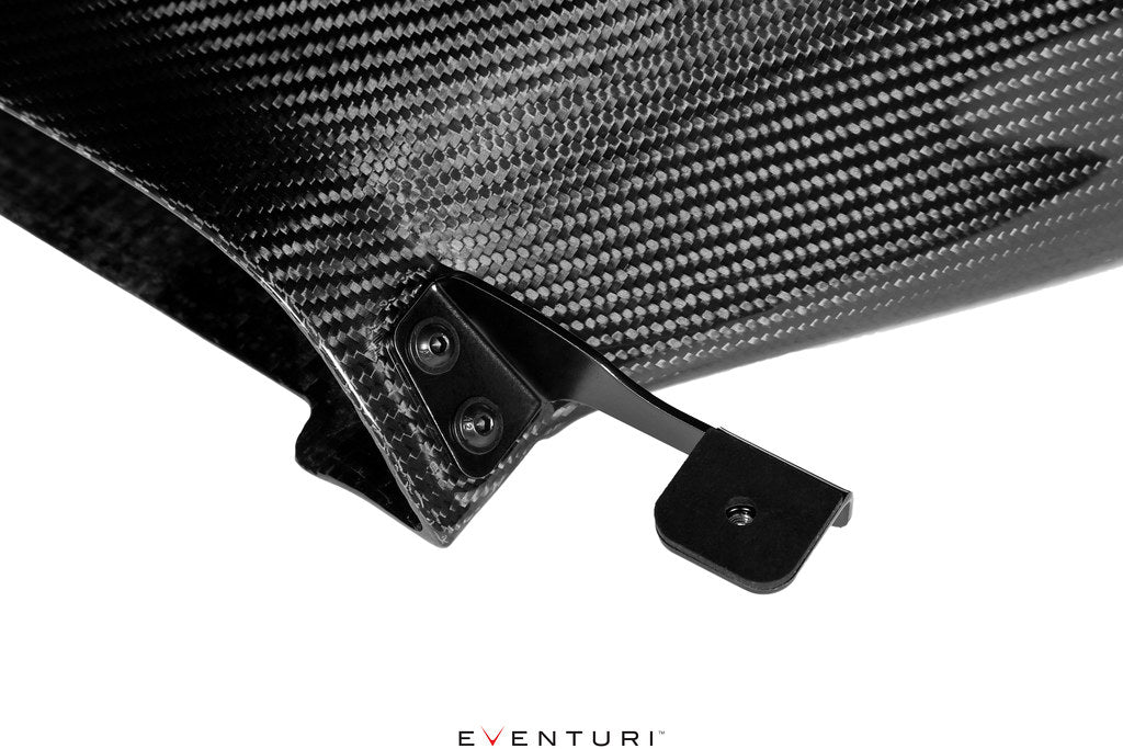 Eventuri black carbon intake system for BMW F7X M135 M235, X1 X2 M35i (B48) performance air intake on white background