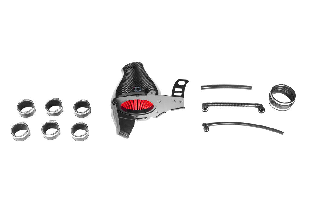 Eventuri BMW Z4M hybrid carbon airbox system for E85/E86, featuring performance intake design with white background.