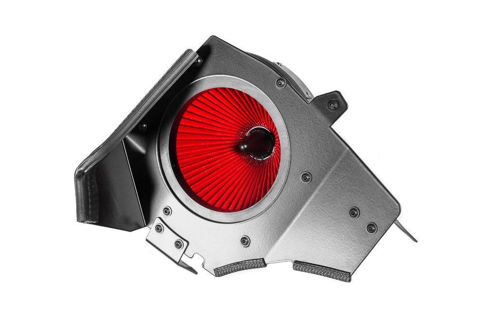 Eventuri BMW Z4M hybrid carbon airbox system with performance intake, featuring sleek white carbon fiber design.