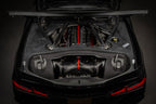 Eventuri carbon fiber intake system installed in a Chevrolet C8 Corvette Coupe with clear trunk panel